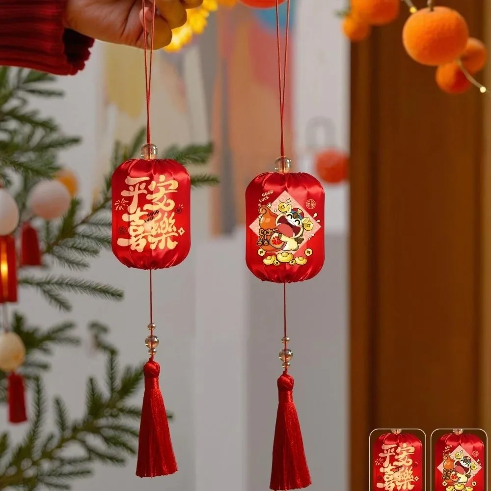 Horse Year Chinese Hanging Lanterns Glowing Handmade 2026 New Year Lanterns with Tassel Cloth Portable Lanterns