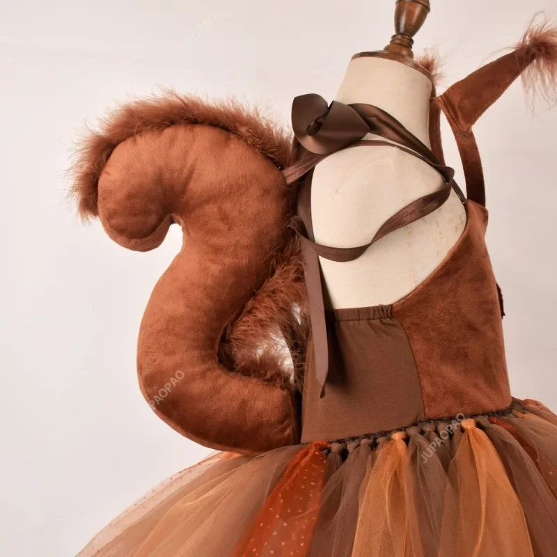 Halloween Children Squirrel Dress Costume 2-12Y cosplay costume animal tutu skirt outfit kids girls dress