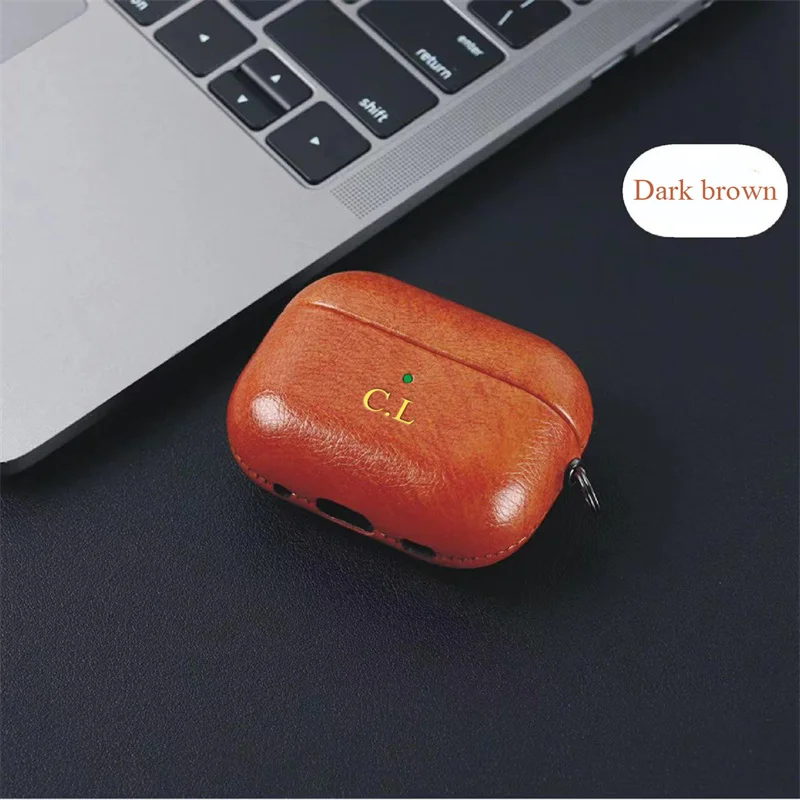 2022 Airpods Pro 2 이어폰 케이스 Airpods Pro 3 2 1 고급 광택 가죽 맞춤형 초기 문자 커버 사용자 정의