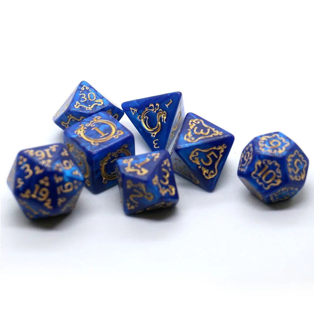 Exquisite Dragon Pattern 7-Piece DND Dice Set - Perfect Gift