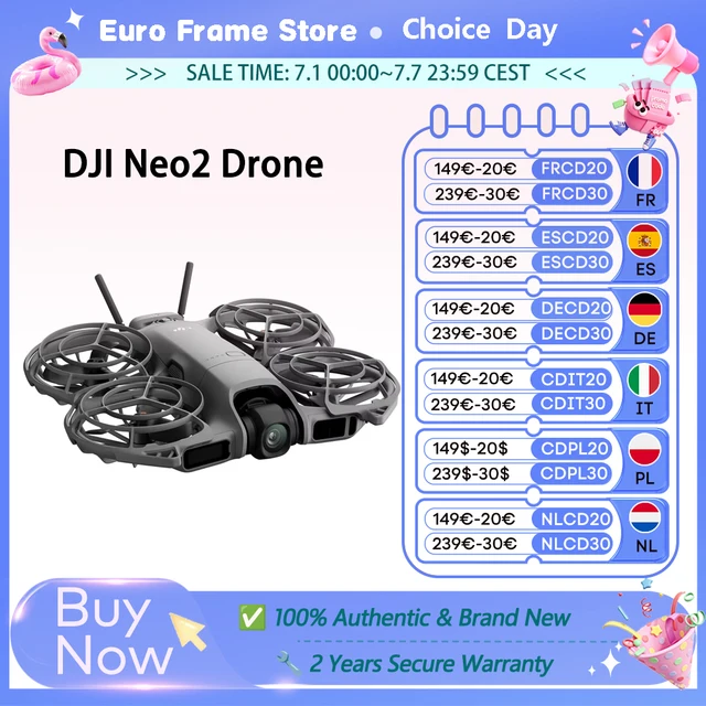 DJI Neo2 Drone caméra volante Drone 4K vidéo stabilisée 151g lumière et Portable couverture complète hélice garde neuf 2 C0 1