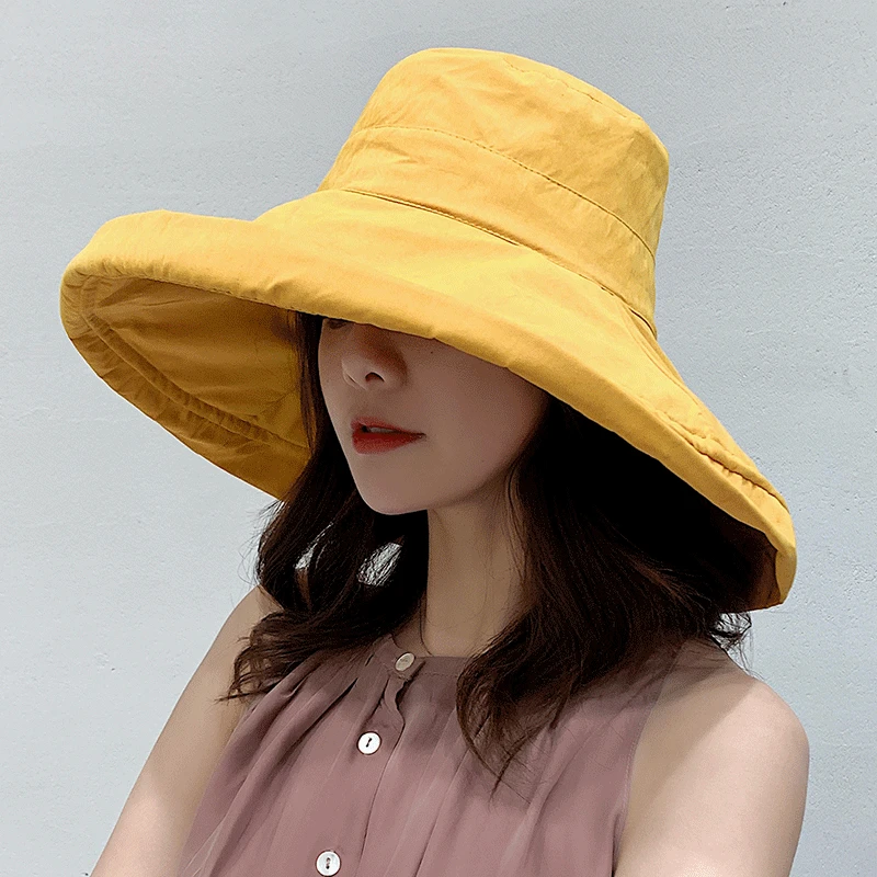 Hot Sale 2024 Women's Bucket hat Panamanian Women Four Seasons Big Brim Double-Sided Fisherman Hat Sun Visor C_voghion.com