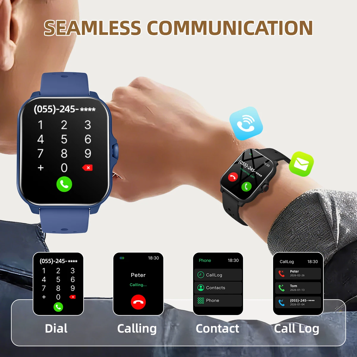 2026 NEW Smartwatch 1.83''Display Wireless Call Watch Dial Remote Camera Music Control for Android IOS Men Women Gift Choice 3