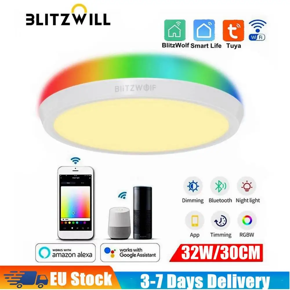 

BW-CLT1 LED Smart wifi Ceiling Light with Main Light ,RGB Atmosphere Lamp 2700-6500K Adjustable Temperature APP Remote Control