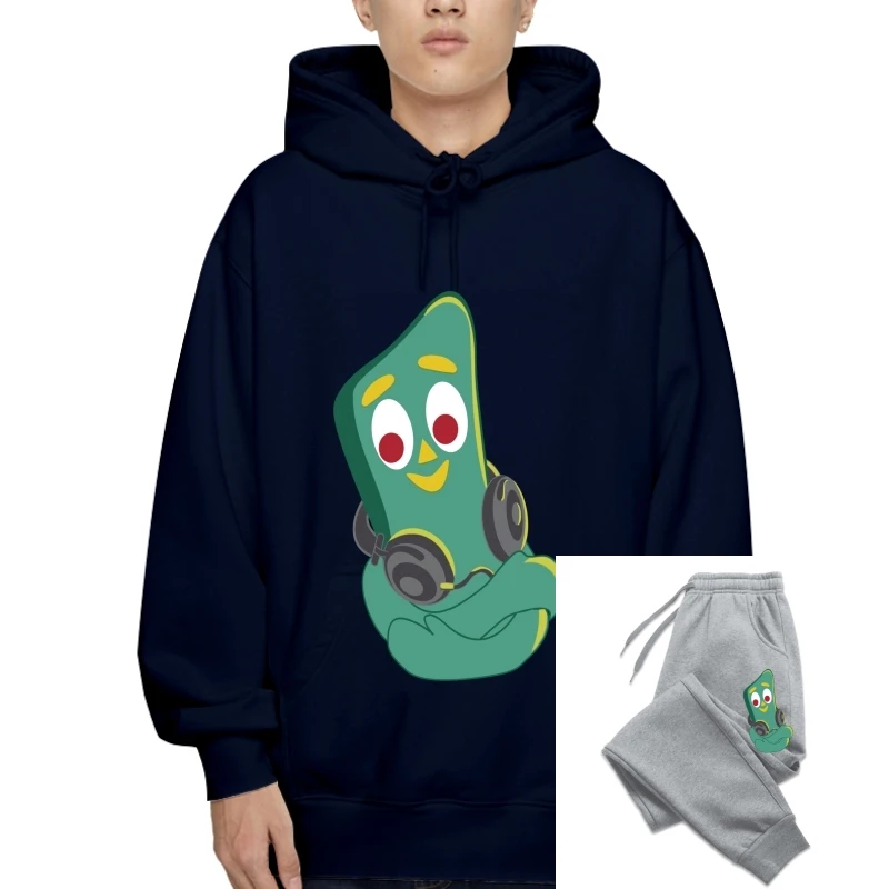 

Adult Mens Black Clay Animation Tv Show Gumby Music Retro Headphones SweaHoody Sweatshirt Hoodie Sweatshirt Hoodie Large Fleece