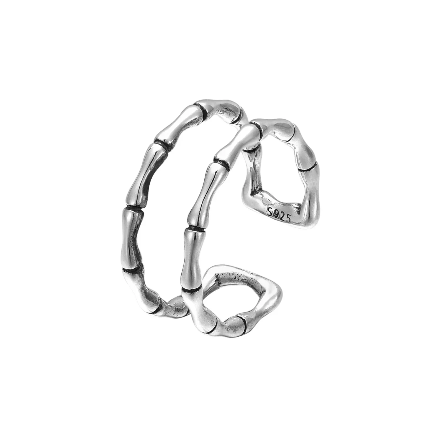 

CTR7 Bamboo Shape Adjustable Rings Heart Gold Plated Jewelry Party Luxury Accessory