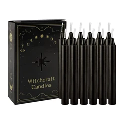 Elegant Black Tapered Stick Candles - Set of 12, Dripless & Smokeless, Unscented, Hand - Poured (Black)