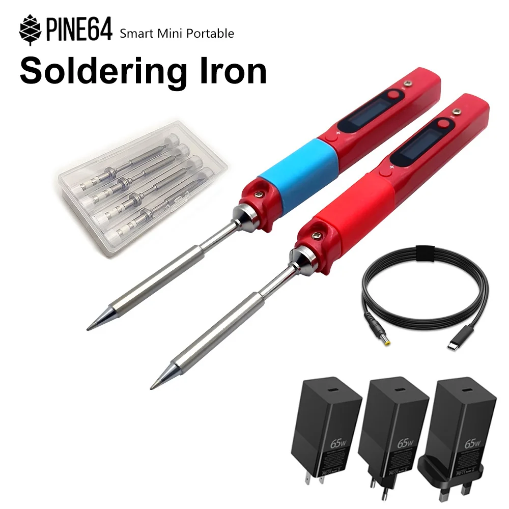 

Pine64 Portable Mini Smart Pinecil Electric Soldering Iron With B2 BC2 KU C1 I C4 D24 K Tips DC5525 65W GaN Fast PD Charger