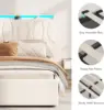 King Size Lift Up Storage Bed Frame, Height Adjustable Storage Headboard with Charging Station, LED Lights Upholstered Platform 5