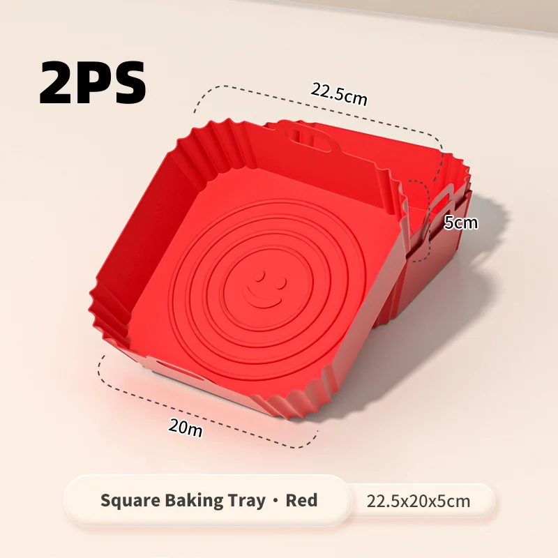 2-Piece Square Silicone Air Fryer Liners - 8-Inch Reusable Non-Stick Cooking Mats