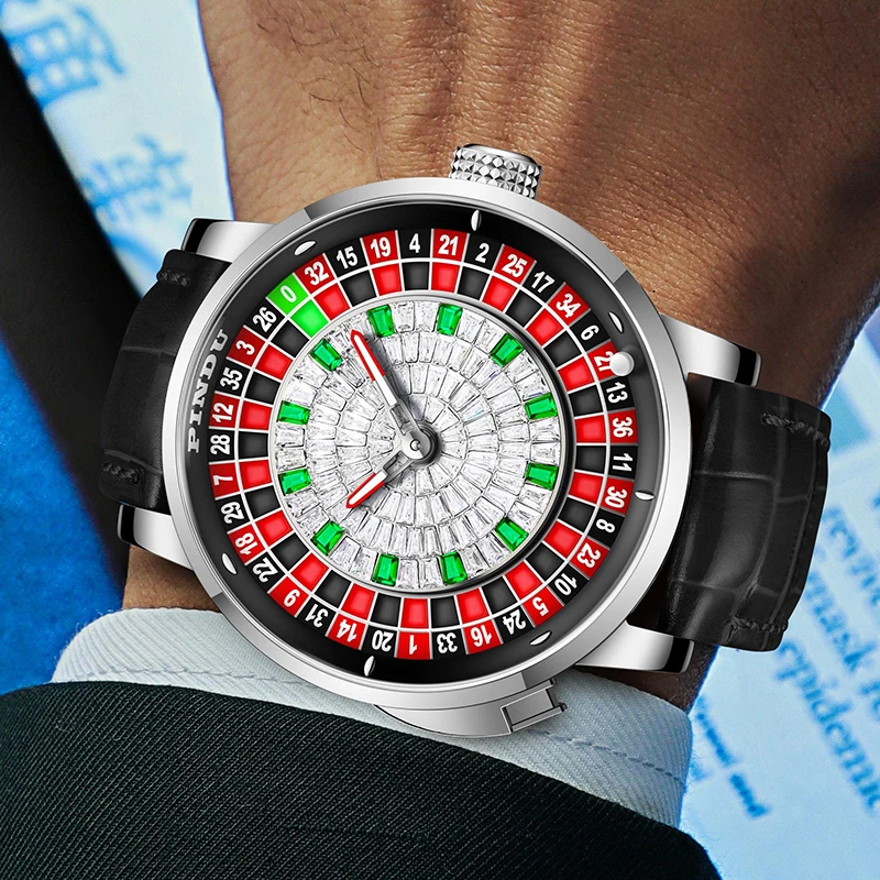 PINDU Men's Mechanical Fashion Watch NH35 Roulette Men's Top Brand Luxury Rotating Roulette Sapphire Glass Watch Waterproof 4