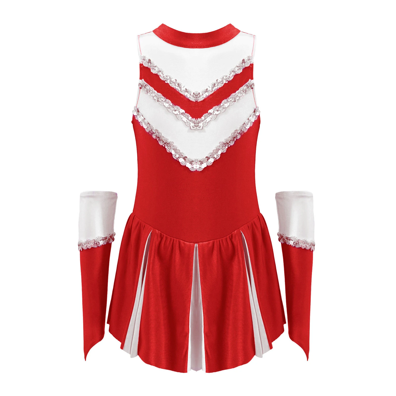 Kids Cheerleading Costume for Schoolgirls Uniforms Dress Sleeveless Sequins Gymnastics Leotards Cosplay Cheerleader Dance Dress