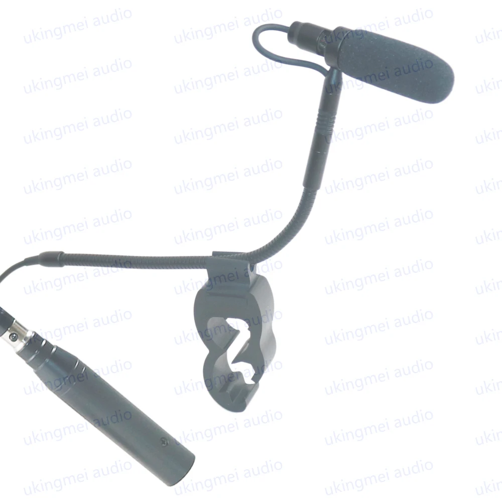 Clip-On Musical Instrument Microphone for Piano Guitar Saxophone Violin Cello Phantom Power Input Flexible Gooseneck Microphone