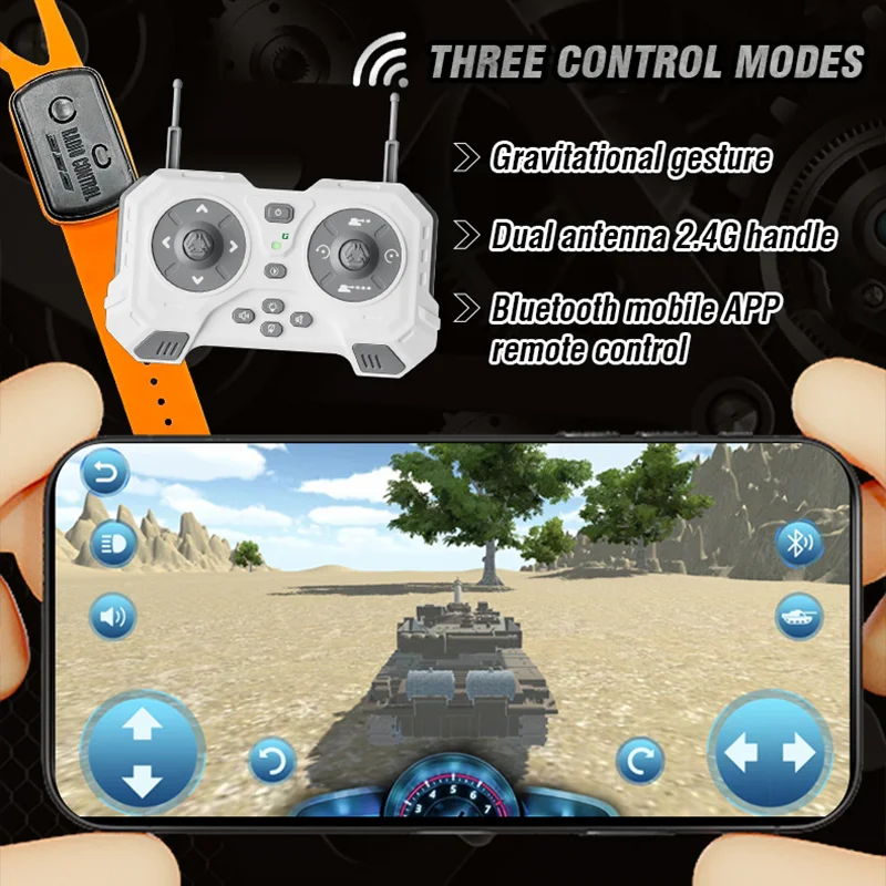 Remote Control Tank Remote Control Vehicle Remote Control Tank 13 Channel RC Tracked Truck Electric Car Battle App Controlled Machine Children's Toys for Kids Boys Gifts