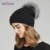 ENJOYFUR Winter Hats For Women Natural Fur Pompom hat Warm Wool Slouchy Beanies For Female Fashion Skullies Lady Hats 10