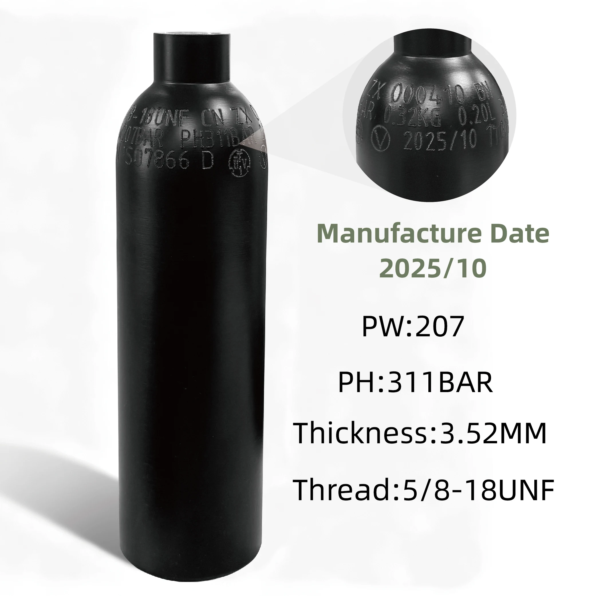 High-Pressure Aluminum Gas Cylinder for Soda, Aquarium, and Diving Applications