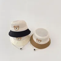 summer Baby Caps Thin Color Mesh Kids Cap Cartoon Bear Infant Toddler Basin Hats Beach Boy Girl Sun Protection Bucket Hat 1-2Y 1