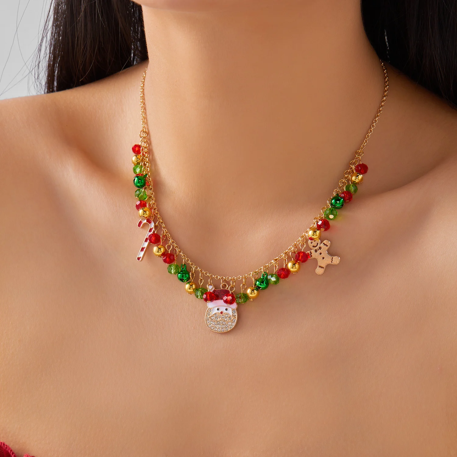Eleganter Weihnachtsschmuck für Frauen, funkelndes Kristallarmband mit Lebkuchen- und Zuckerrohrmotiven für alte Männer, Freundschaftsschmuck, Geschenke – Detail 8