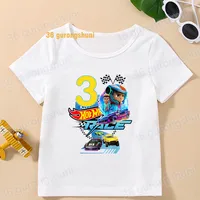 Bébé à manches courtes garçons t-shirt pour filles t-shirt fille t-shirt enfants vêtements voiture roues chaudes course 3 4 5 6 anniversaire graphique t-shirts 2
