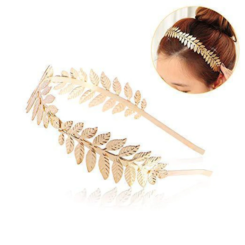 Roman Goddess Leaves Headband Headwear Arm loop buckle Metal Hair Accessories Bride To Crown Letter Wedding Girl Head Buckle