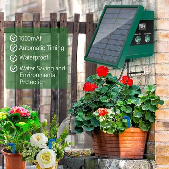 Nouveau système d'irrigation solaire, kit de système d'irrigation de bricolage, tuyau d'irrigation goutte à goutte anti-siphon pour système d'arrosage de jardin et de cour 1