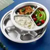 Practical  Food Plate BPA Free 2/3/4/5/6 Grids Thicken Divided Plate Easy Clean Rustproof Dinner Plate for School 5