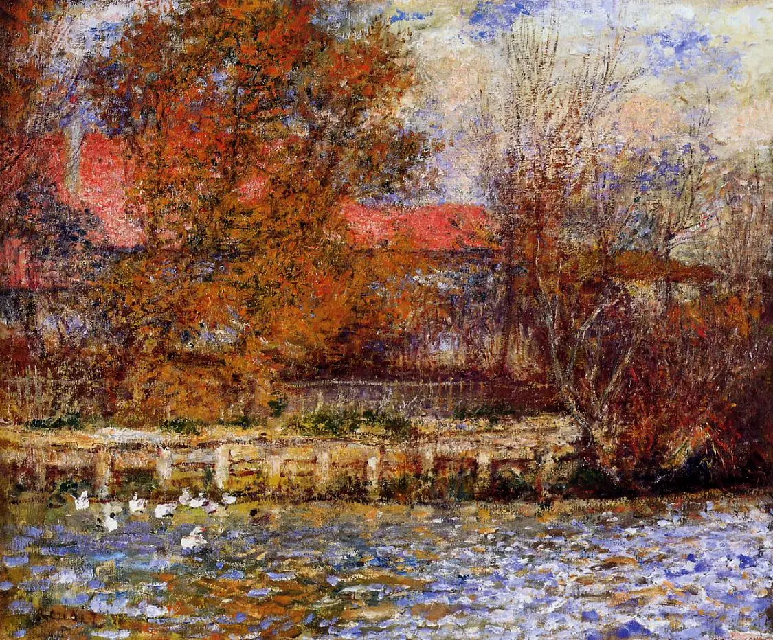 

The Duck Pond,1873 by Pierre Auguste Renoir Oil Painting Hand Painted Landscape Canvas Artwork for Living Room Wall Decoration