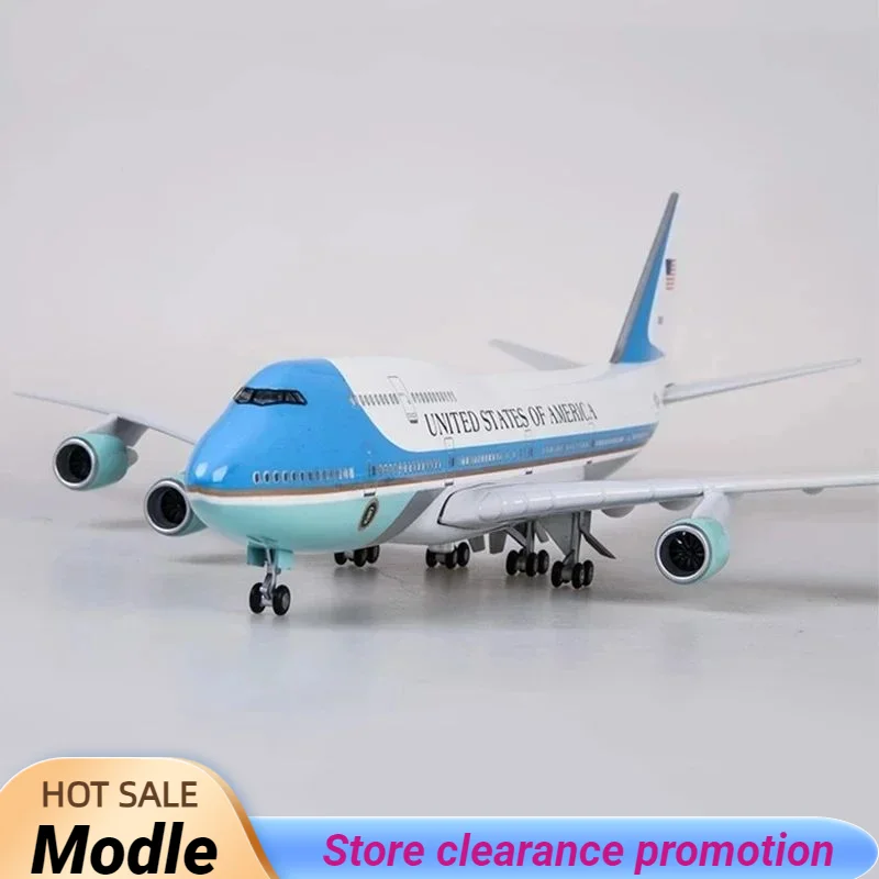 

47CM Airplane Model Toys Boeing 747 Air Force One Aircraft with Light Wheel Diecast Plastic Alloy Metal Base Plane Airliner Gift