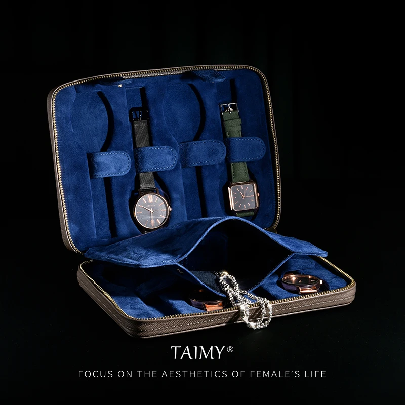 TAIMY High-end Genuine Leather Watch Bag Luxury Watch Collection Box Watch Container Travel Storage Organizer Display&Packging