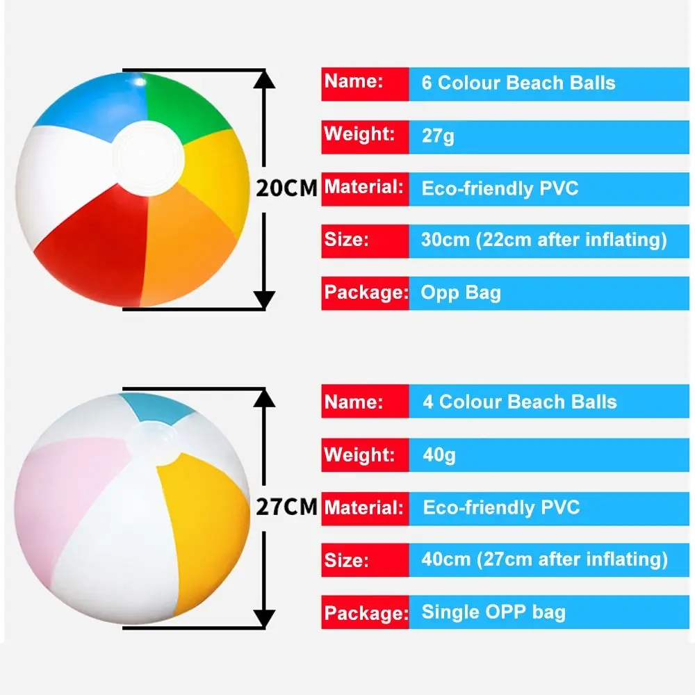 PVC Inflatable Beach Ball Swimming Pool Toy 40cm Big Rainbow Beach Ball 30cm Colourful Inflatable Pool Ball Kids 6