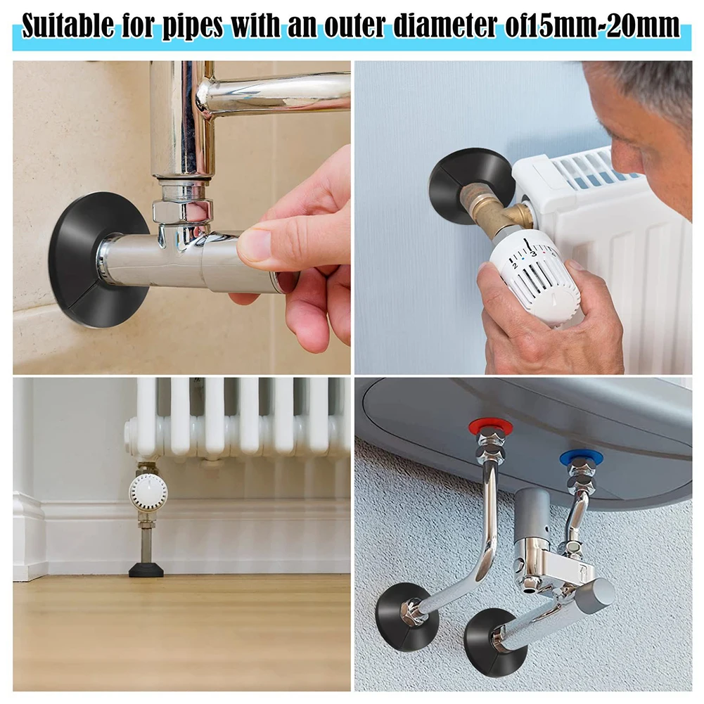 4 stücke 15mm Chrom Farbe Silber Galvanisieren Kühler Rohr Kragen Abdeckung Kunststoff Boden Dekoration Wasserhahn Zubehör – Detail 15