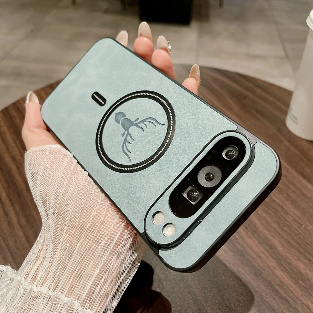 Cartoon Deer Leather Case with Wristband and Wireless Charger Cover