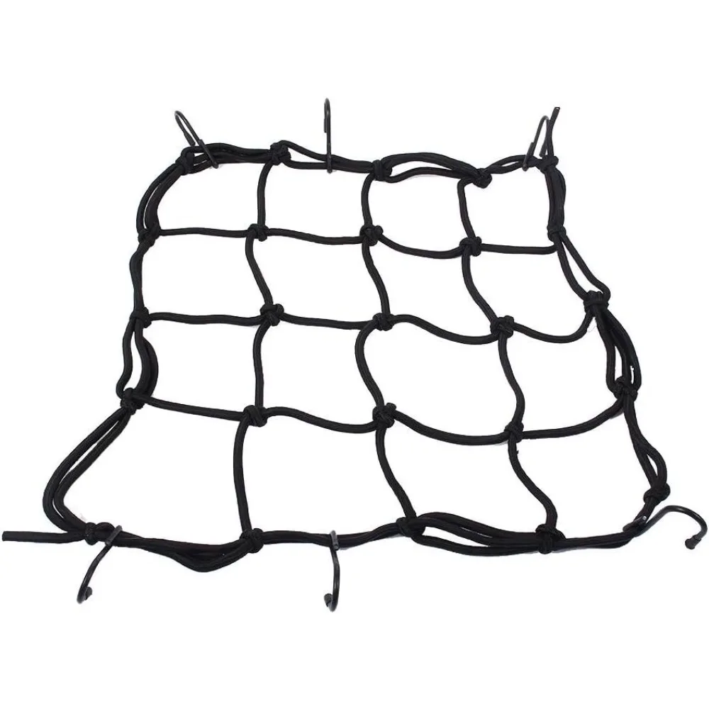 1pcs 30*30cm Otorcycle Luggage Net Bike 6 Hooks Hold Down Fuel Tank Luggage Mesh Web Bungee Black Motorcycle Bike Car Styling