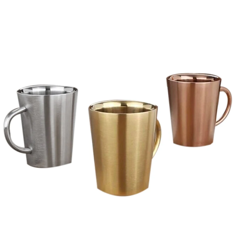 

Quality 340Ml Double Walled Stainless Steel Heat Insulation Anti-Scalding Coffee Cup Beer Mug Tea Cups Kids Camping Mugs,3 Pcs