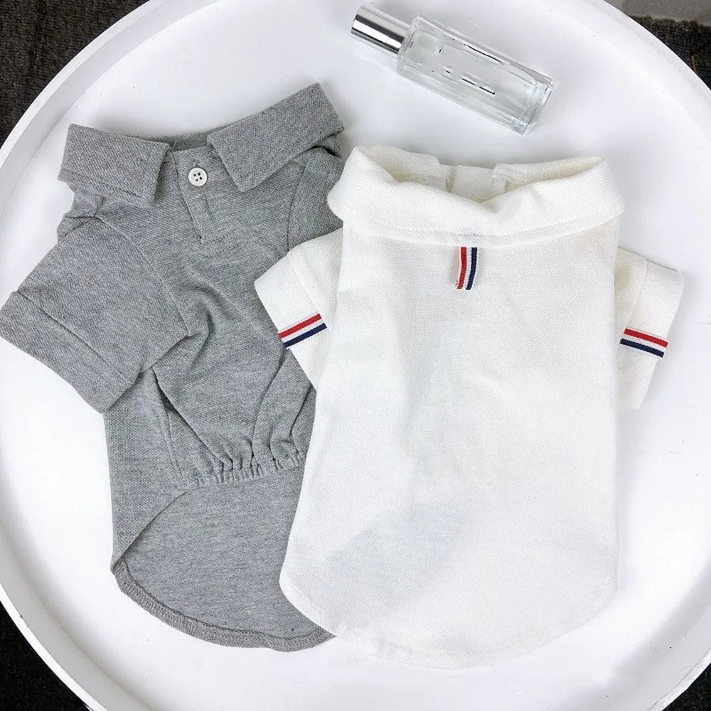 Korean Academy Style Dog Polo Shirt, Classic Striped Design, Pet School Uniform, Brand