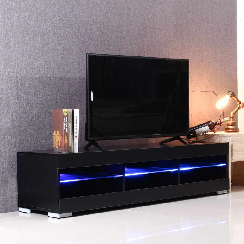 57 Pollici Rgb Led Tv Unit Cabinet Stand Con 6 Cassetti Aperti Tv Staffa Tavolo Casa Soggiorno Mobili Tv Stand High Gloss