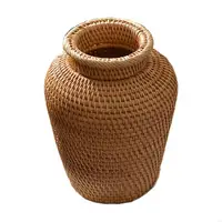 L9NB Rattan Woven Flower Vase Home Desktop Decor Rattan Material Home Garden Supplies 1