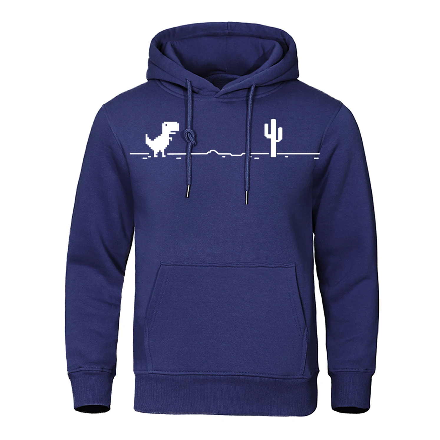 Mosaic Game Cactus Little Dinosaur Hoody Mens Casual Streetpullover Casual Oversized Clothes Fleece Pocket Warm Clothes Men\'S