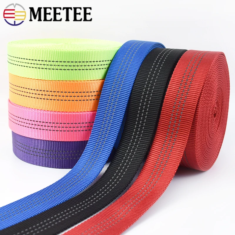 

2/5/10Meters 25mm Nylon Reflective Webbing Double-layer Tubular Stripe Band Pet Lanyard Strap Bag Belt Tape Sewing Accessories