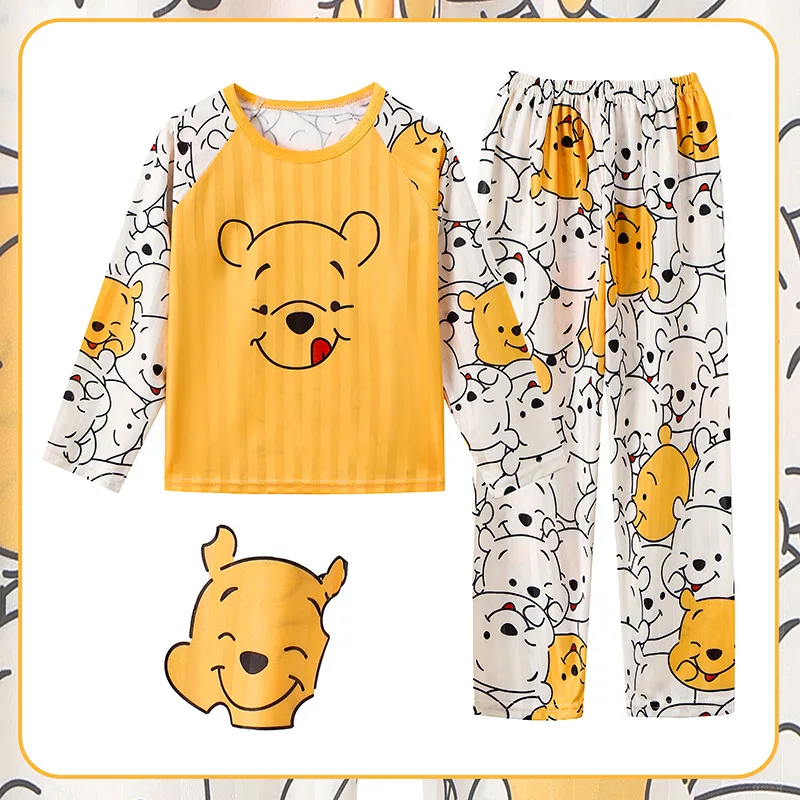 Disney Winnie The Pooh Pigiama Per Bambini Set Primavera E Autunno Manica Lunga Ragazze Ragazzi Carino Estate Sottile Home Wear Set Sleepwear