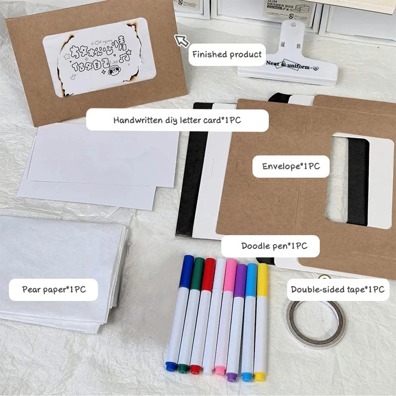 Novelty Burnable Greeting Card DIY Handwritten Greeting Card with Envelope Eco-Friendly Flamable Design for Birthday Wedding