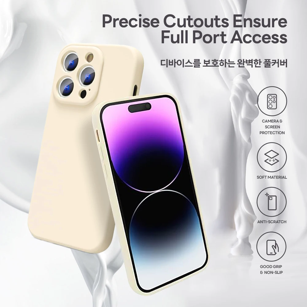 

Liquid Silicone Phone Case for iPhone, Candy Color, Original Jelly Feel, Soft Cover for iPhone 15, 14, 13 Pro Max, Plus, Mini