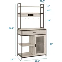 5-Tier Bakers Rack with Power Outlet, Kitchen Bakers Rack with Storage and Lights, Coffee Bar Table,Microwave Stand with 8 Hooks 2
