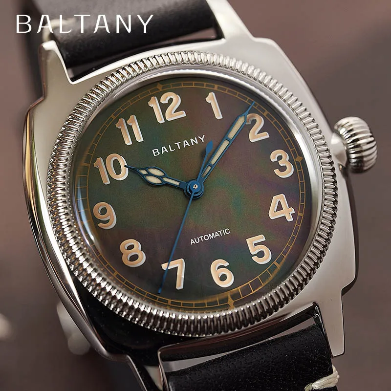 

Baltany 1926s Tribute Dress Watch Miyota 9039 MOP Dial Square Old Silver Case Retro Luminous 20ATM Stainless Vintage Watches