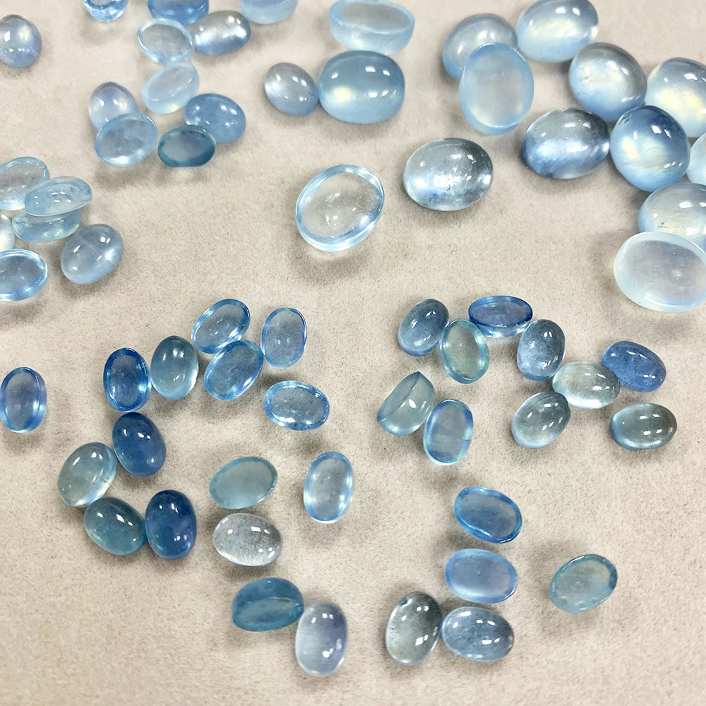 Factory Aquamarine Ocean Clear Blue Natural Gemstone Emotional Healing Stone Ring Earring Jewelry Making loose gemstones