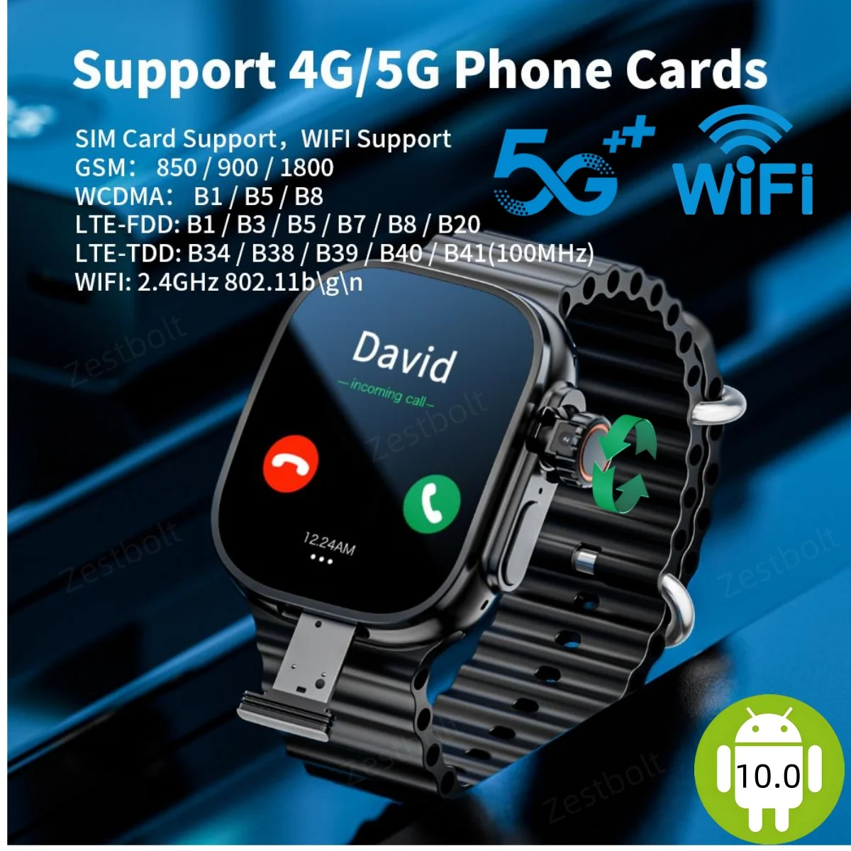 Curved Display 4G Android 10 Smartwatch Smart Watch With 180