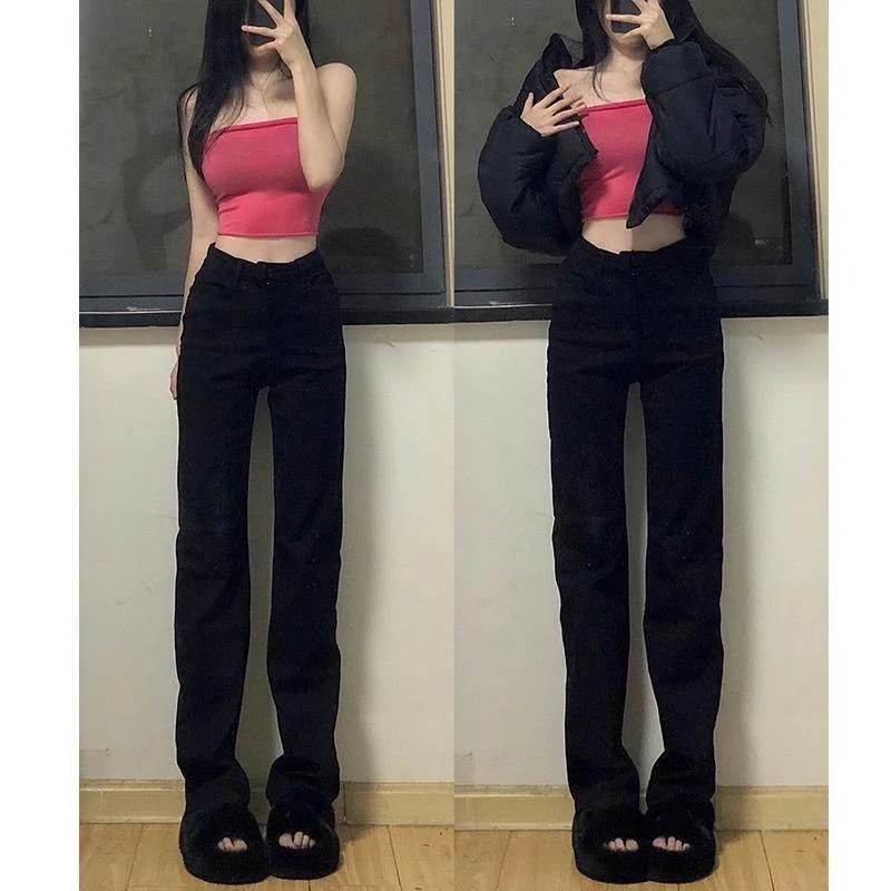 

Flare Jeans Low Waist Y2K Aesthetic Retro 2022 Black straight Denim Pant Streetwear Fashion Sweatpants Trousers