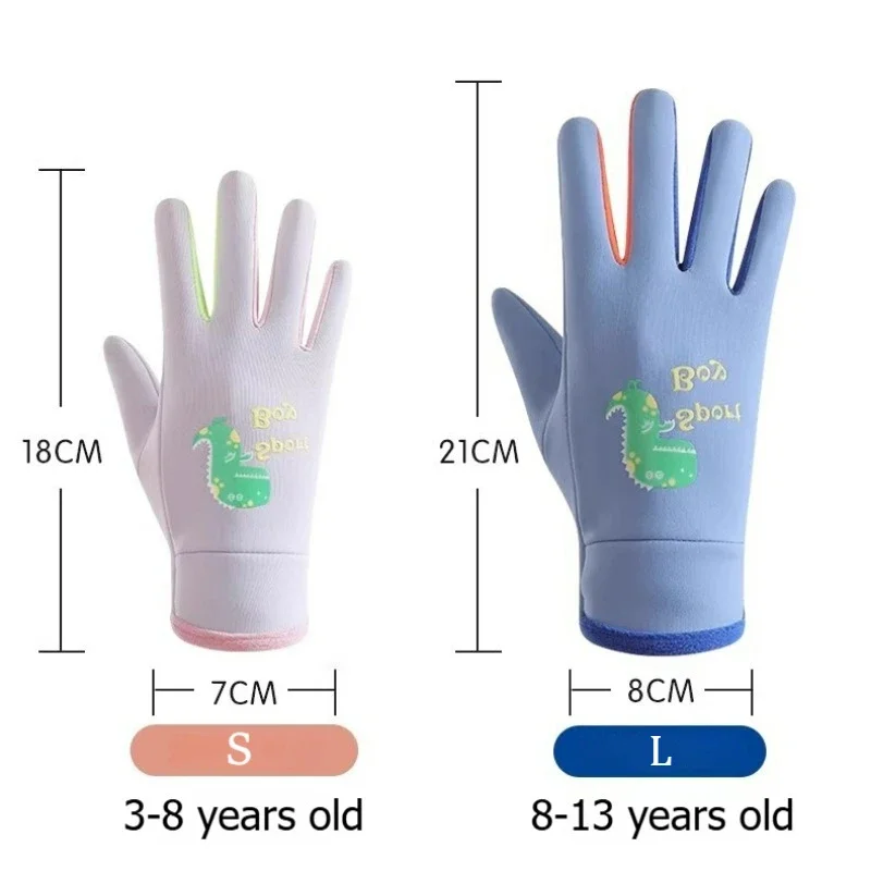 Cycling gloves winter gloves ski gloves winter children plush warm gloves boys girls kids outdoor windproof skiing cycling gloves glow students toddler cycling mittens