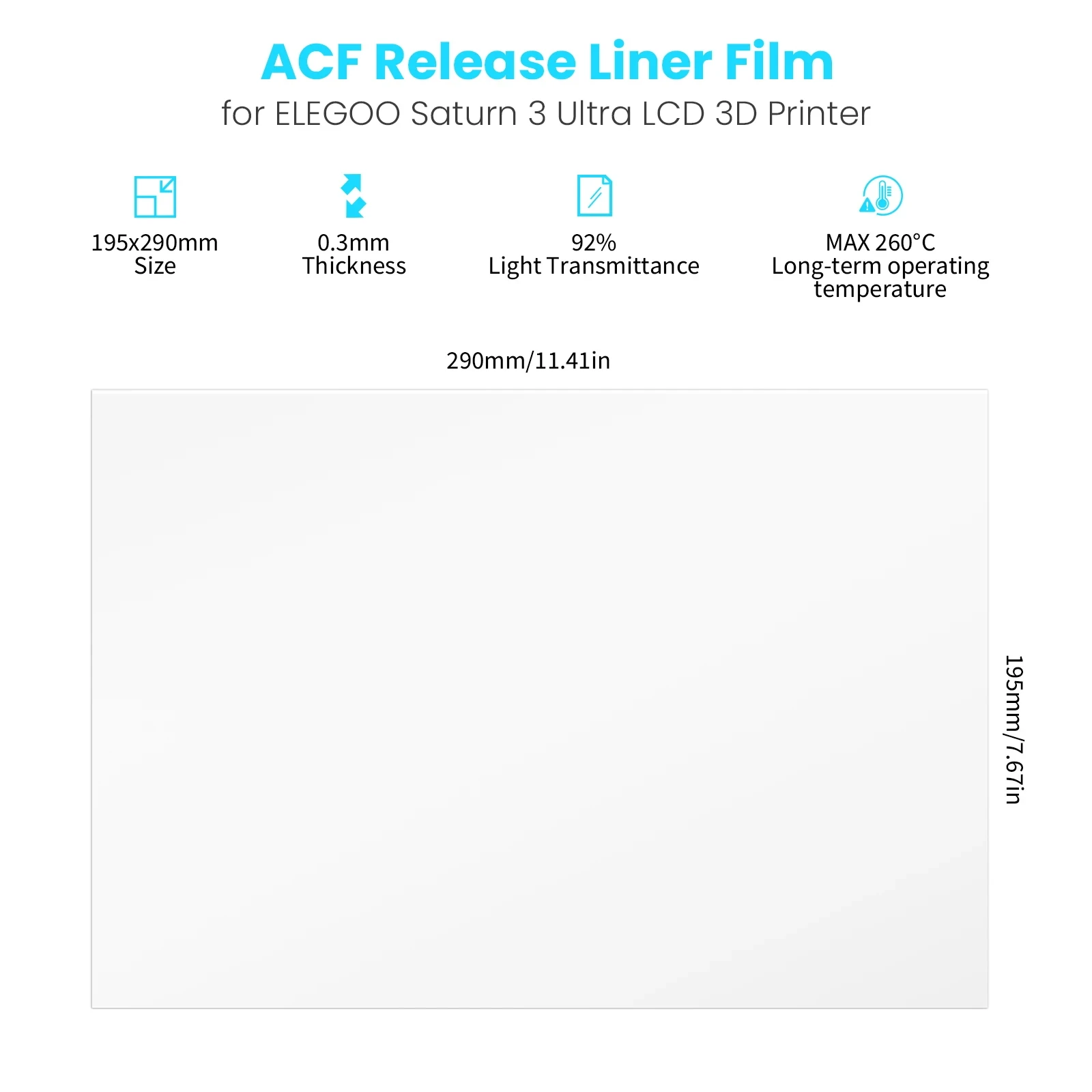 ELEGOO 5PCs ACF Release Films Set for SATURN 3 ULTRA MSLA 3D Printer 0.3mm thickness 3D Printer Parts Filament - 5