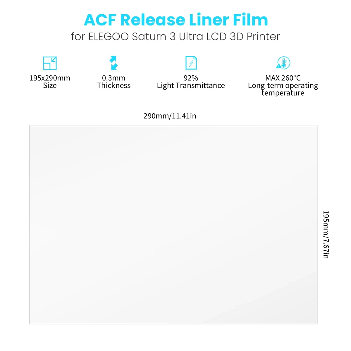 ELEGOO 5PCs ACF Release Films Set for SATURN 3 ULTRA MSLA 3D Printer 0.3mm thickness 3D Printer Parts Filament — view 5